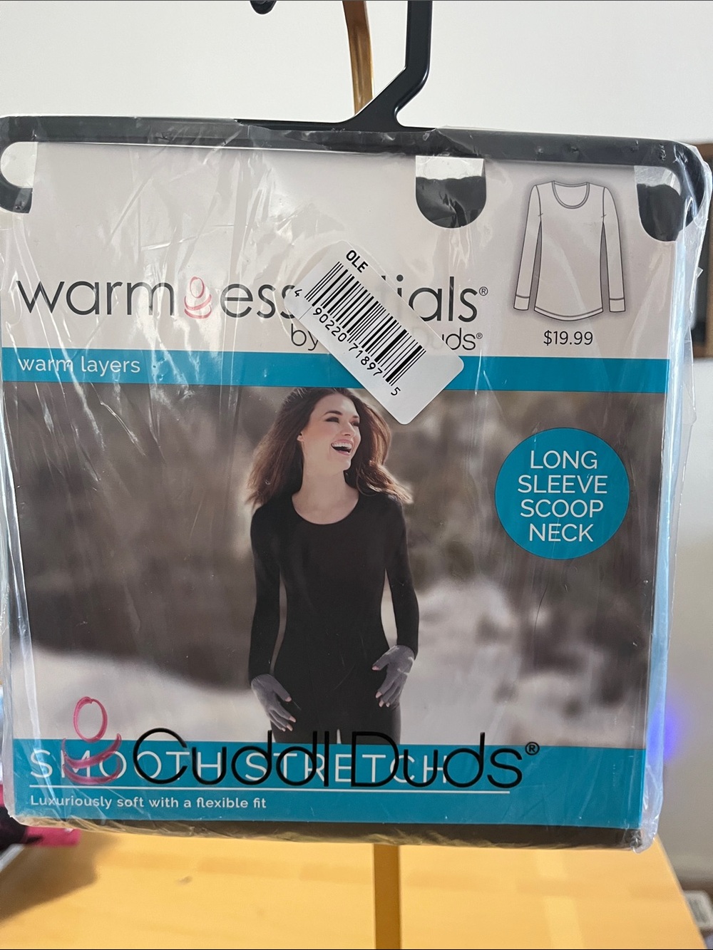 Cuddl Duds Long Sleeve Scoop Neck Tee - Black